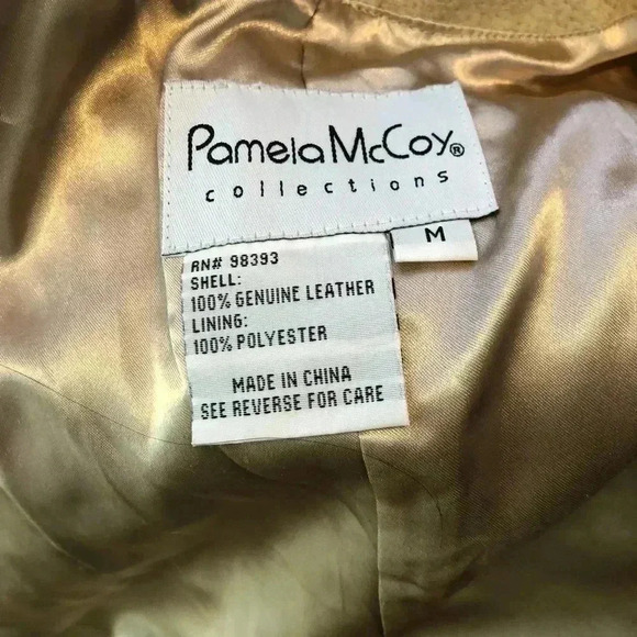 Pamela McCoy Collection Size M Oatmeal Beige Suede 100% Leather Jacket Fringe - Picture 5 of 8